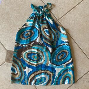 Michael Kors Blue and Brown Silk Blouse